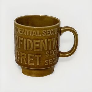 Vintage MCM Japan Secret Confidential Beige Mustard Coffee Mug Tea 10 Oz